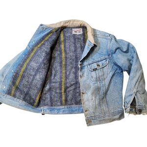 Vintage 70s Storm Rider Heavy Liner Lee Denim Jacket with Beige Collar Boxy Fit